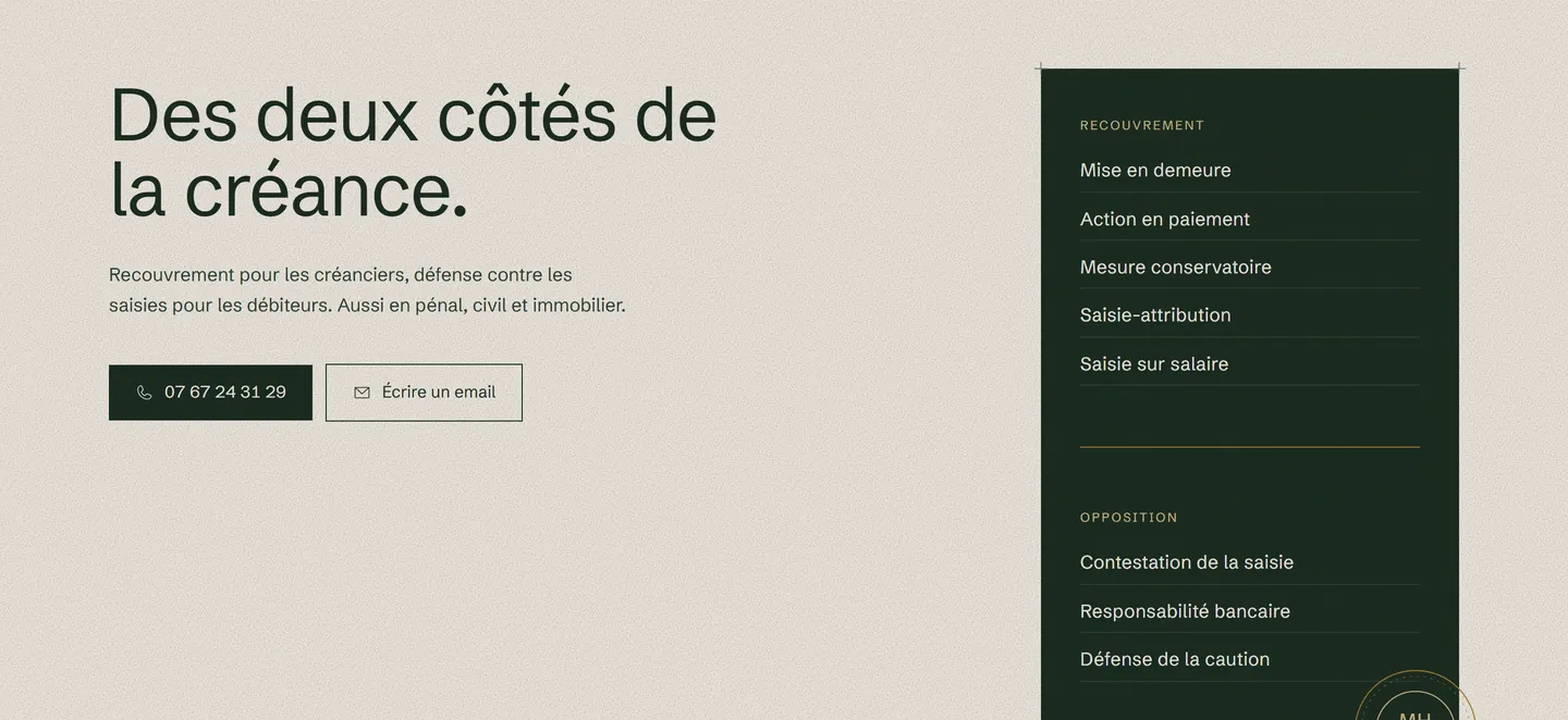 Le site livré à Marine Hainselin : « Des deux côtés de la créance. »